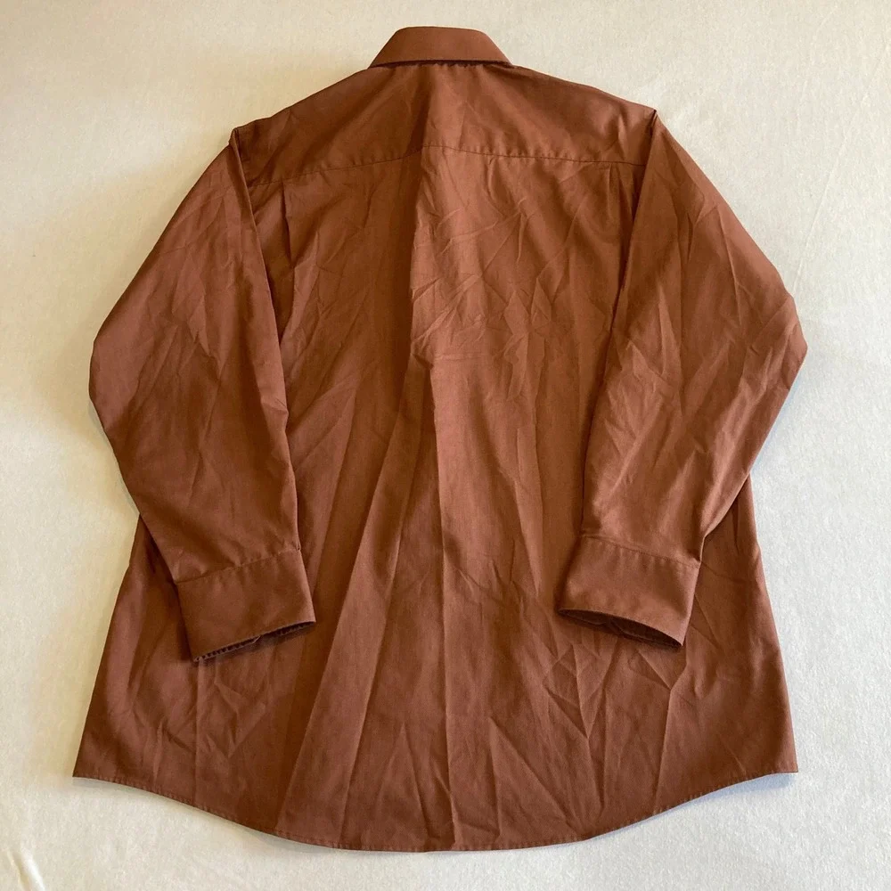 JOE Joseph‎ Abboud Mens Dress Shirt 16 32/33 Copper Brown Cotton Blend L/S